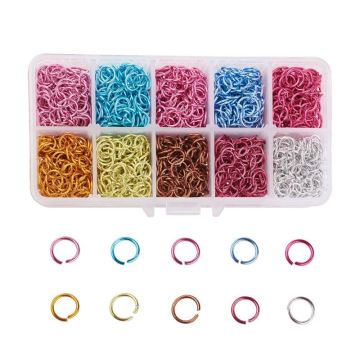 1Box Mixed Color 6/8/10mm Aluminum Wire Open Jump Rings Connector for DIY Jewelry Findings Making 6x0.8mm 8x1mm 10x1mm F60