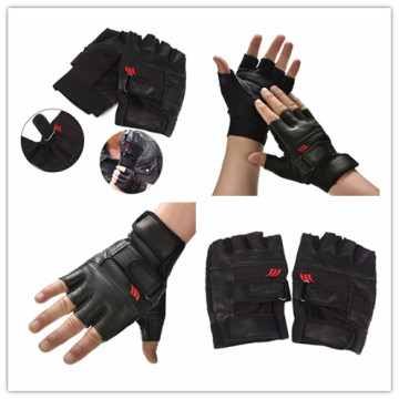 1Pair Men Black PU Leather Weight Lifting Gym Gloves Workout Wrist Wrap Sports Exercise Training Fitness Hot