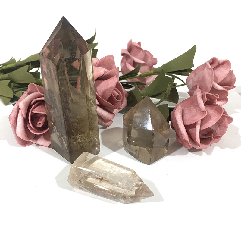 Natural Smoky Quartz Double Terminated Crystal Point Lemurian Obelisk Healing Reiki Meditation Stone Chakra Gift Decor