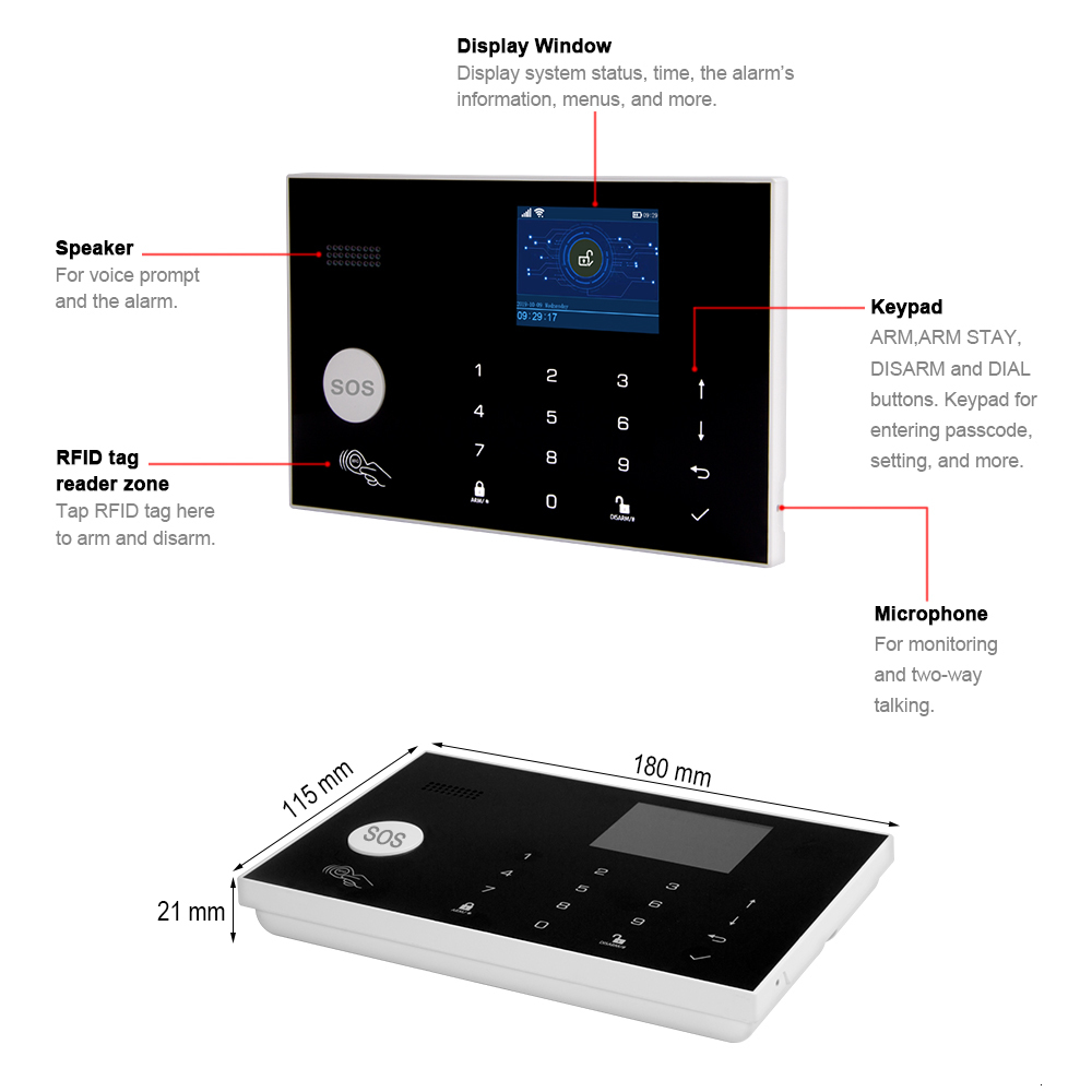 Awaywar Tuya Wireless WIFI GSM Security Alarm System 433MHz RFID kit APP Remote Control Burglar Smart Home PIR Door Detector