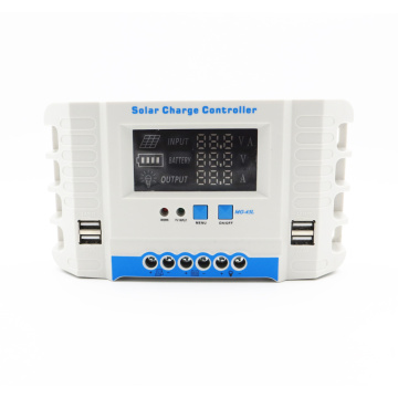 Solar Charge Controller 24V 12V Auto 60/50A/40/30/20/10A Solar Panel Battery PWM LCD Display Solar Collector Regulator TWO USB