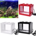 USB mini Fighting fish box aquarium LED transparent acrylic fish tank office desktop decoration Creative build blocks stacked