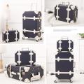 3PCS/SET Vintage PU Travel Luggage,12"make-up bag & 20" 26" Retro Trolley Suitcase Bags With Spinner Wheel With Combination Lock