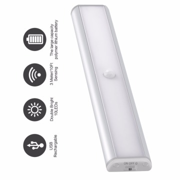 PIR motion movement sensor LED Under Cabinet Bar Light USB Rechargeable Closet Wardrobe Lighting Portable led Lamp Night Lights