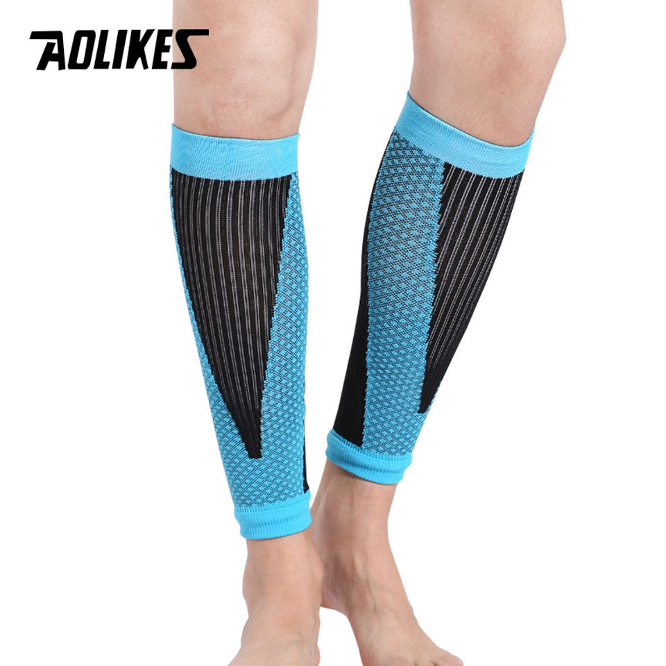 AOLIKES 1 Pair Gym Sport Football Shin Guard Protector Soccer Anti-crash Leg Calf Sleeve Compression Cycling Running Leg Warmers