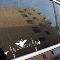 YJZT 13CM*5.4CM Bee Lifeline Heartbeat Vinyl Car Sticker Decal Honey Bee Window Decal Sticker Black/Silver C19-0004