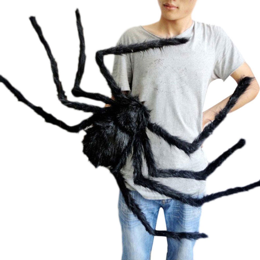 New Halloween Horrible Big Black Furry Fake Spider Bats Size 30cm,50cm,75cm Creep Trick Or Treat Halloween Decoration props
