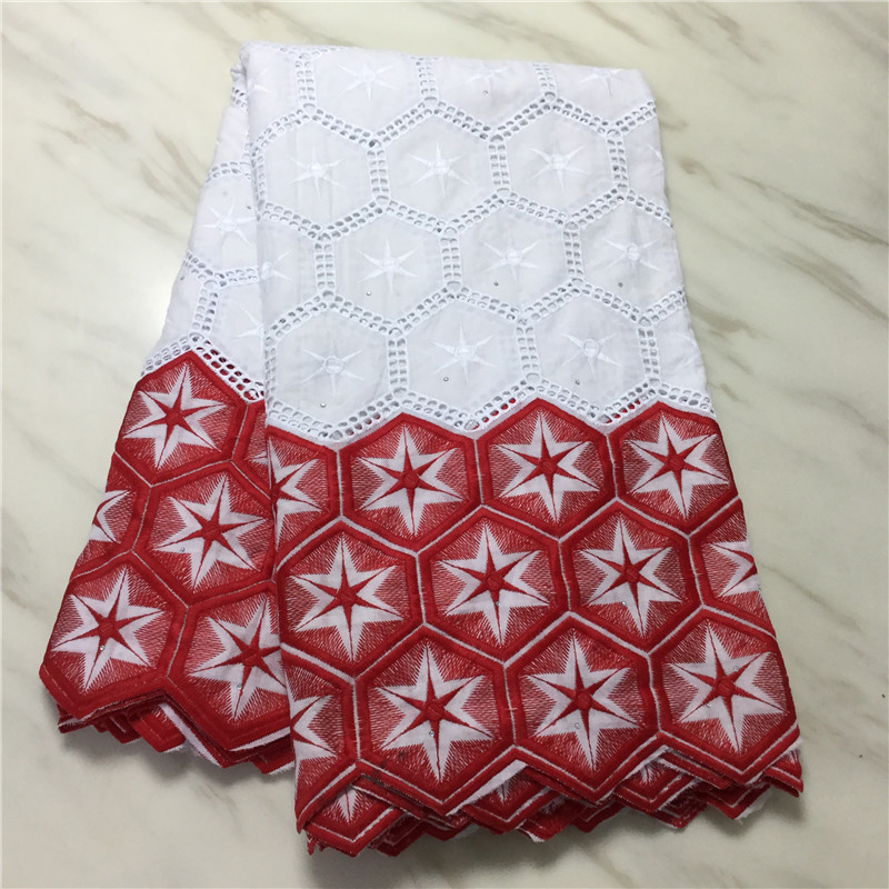Perforated Plaid Stars Embroidery Stones Swiss Cotton Fabric In Switzerland 5Yards High Quality Latest 2020 Brode Brocade Fabric