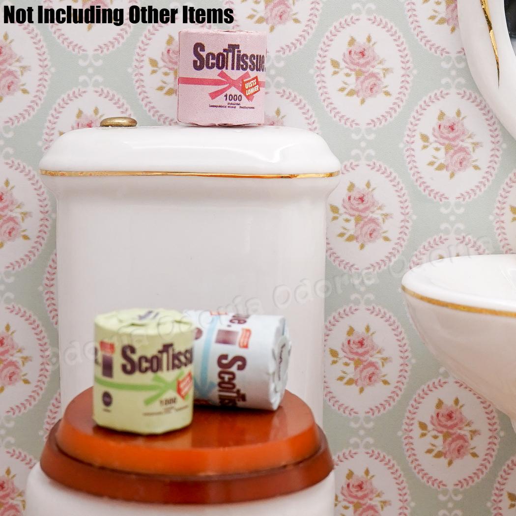 Odoria 1:12 Miniature 3Pcs Roll of Tissue Toilet Paper Bathroom Restroom Accessories Dollhouse Decor Toy
