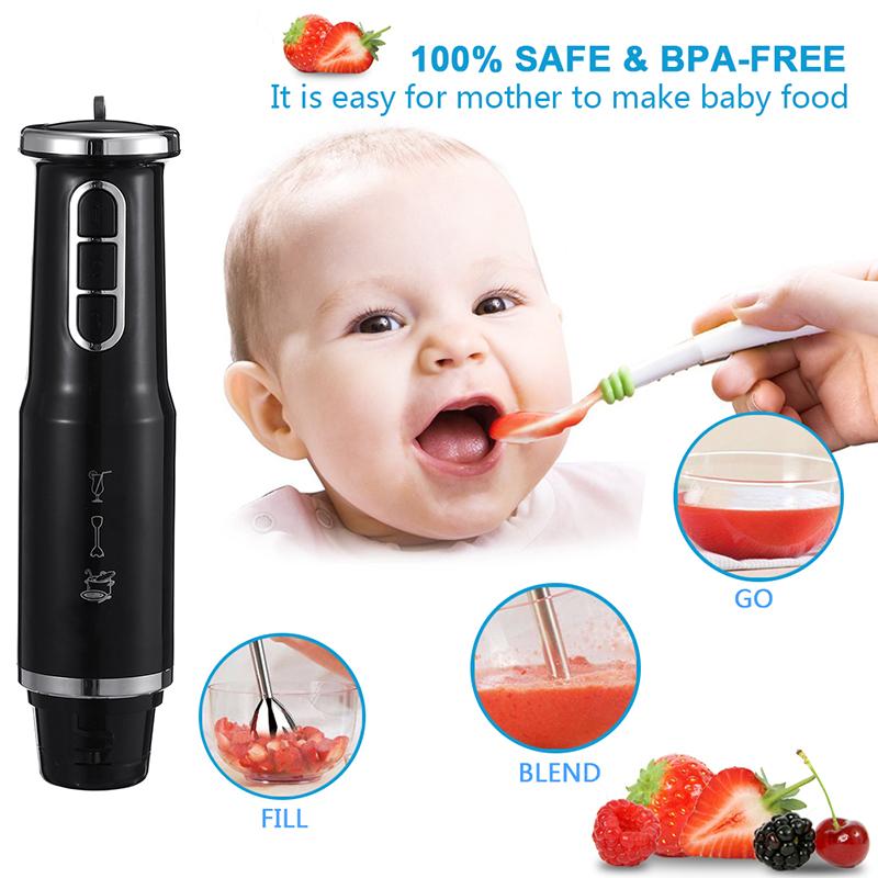 4 in 1 Multifunction Electric Food Processor Mixer 600W 3 Speed Kitchen Detachable Hand Blender Egg Beater Vegetable Stand Blend