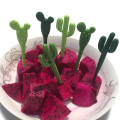 6pcs/pack Plastic Fruit Forks Green Cactus & Black Cat Toothpick Kids Tableware Fruit Fork Food Picks