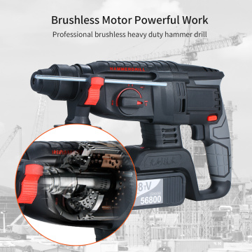 Cordless Drill Demolition Kit Power Tools 21V Brushless Heavy Duty Hammer Drill SDS-plus Adjustabl Grip Handle 980 RPM