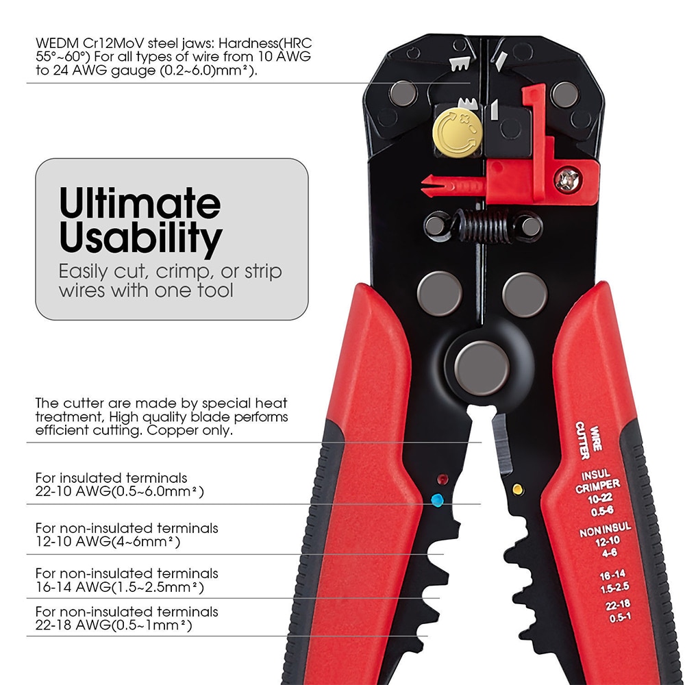 HS-D1 D4 D5 24-10 0.2-6.0 wire stripper Multifunctional automatic stripping pliers Cable wire Strippers Crimping tools Cutting