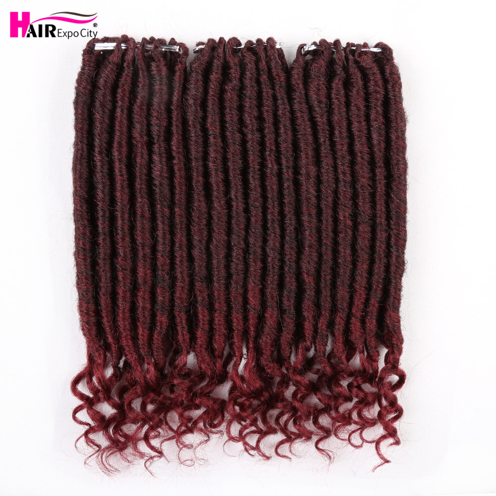 12Inch 2X Goddess Faux Locs Crochet Hair Ombre Curly Hair Synthetic Braiding Hair Extensions For African Women Hair Expo City