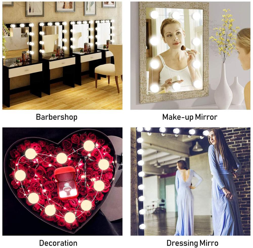 LEADLY Makeup Mirror Lights 2 6 10 14 Led Light Up Mirror Hand Sensor Mirror Lamp Makeup Mirror Light Bulb Dimming Light String