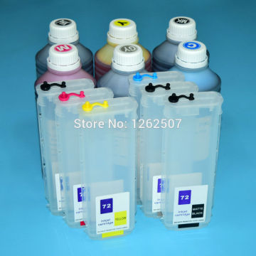 6Pcs+6Pcs HP72 Printing Dye Pigment Ink and Refillable Cartridge For HP Designjet T610 T770 T790 T1100 T2300 T795 Plotters