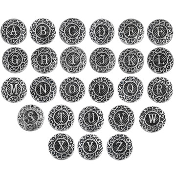 5pcs/lot Initial A-Z Greek Letters Alphabet Snap Jewelry 18mm Metal Snap Button Fit Snap Bracelet Mixture Wholesale