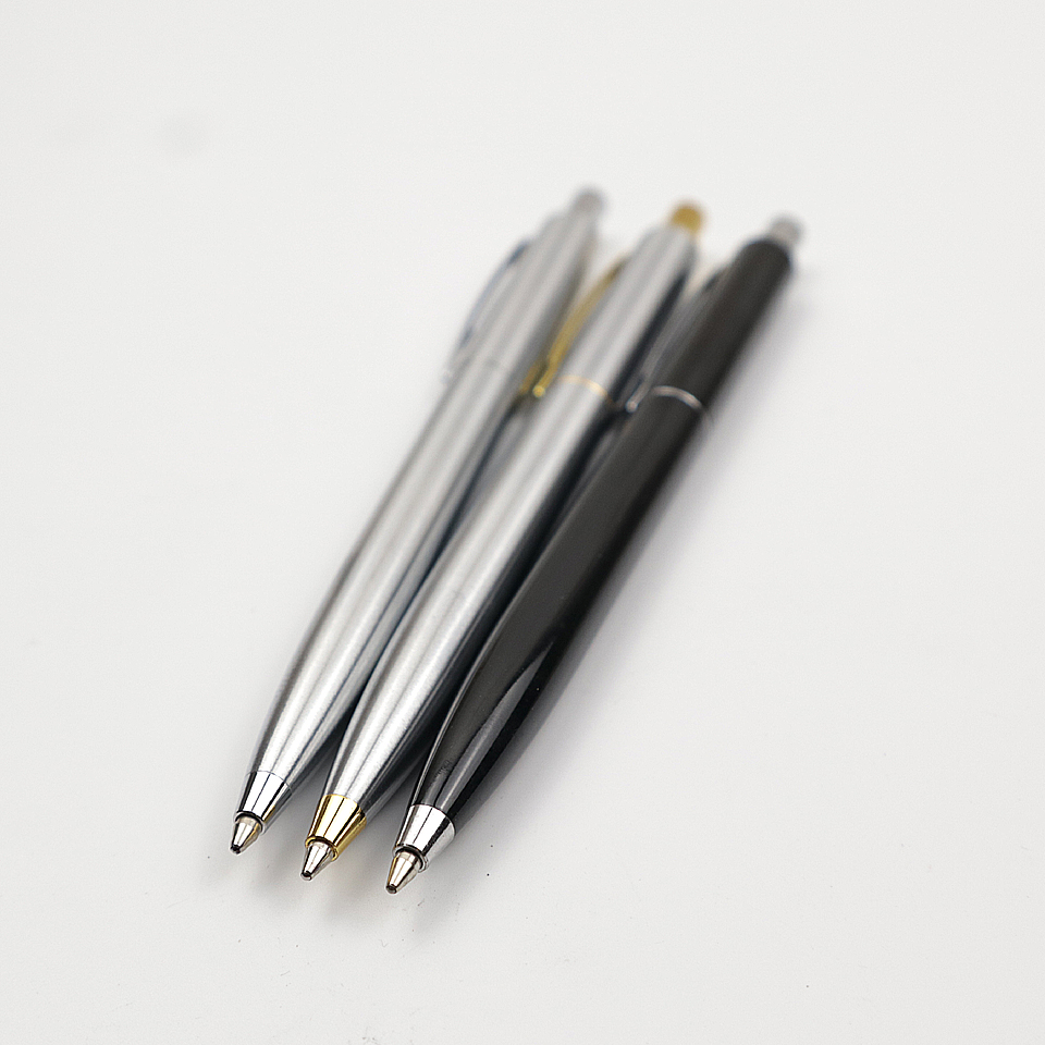 1PCS high Quality Metal Ballpoint Pen Silver Gold and Black Ball Pen 0.7mm Black Ink Student Supplies Business Writing Gift Pen