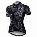 Weimostar Women Bike Jersey Outdoor Sport Wear Girl Cycling Jersey black white Bicycle Shirt Top Flower Cute Quick Dry