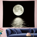 Sea rises bright moon Tapestry wall hanging moon light tapestries fresh style landscape sea black hippie wall cloth Home Decor