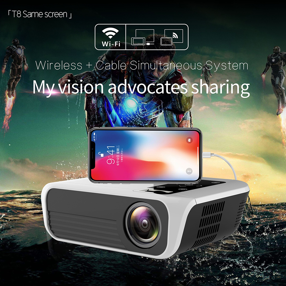 UNIC T8 Home Theater 8000 Lumens 1080P Native Resolution Full HD 200'' Projector 4K HDMI WIFI Android 10(2+16G) Proyector