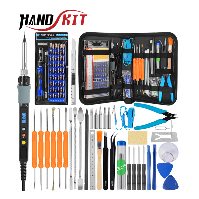 Handskit Digital Tin Soldering Iron kit Screwdriver Tool Soldering tweezers set Tweezers for micro-welding Welding Tools