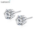 LUOTEEMI Trendy Stud Earrings for Wedding 6mm Round Shiny CZ Fashion Female Jewelry Boucle D'oreille Femme 2019 Christmas Gift