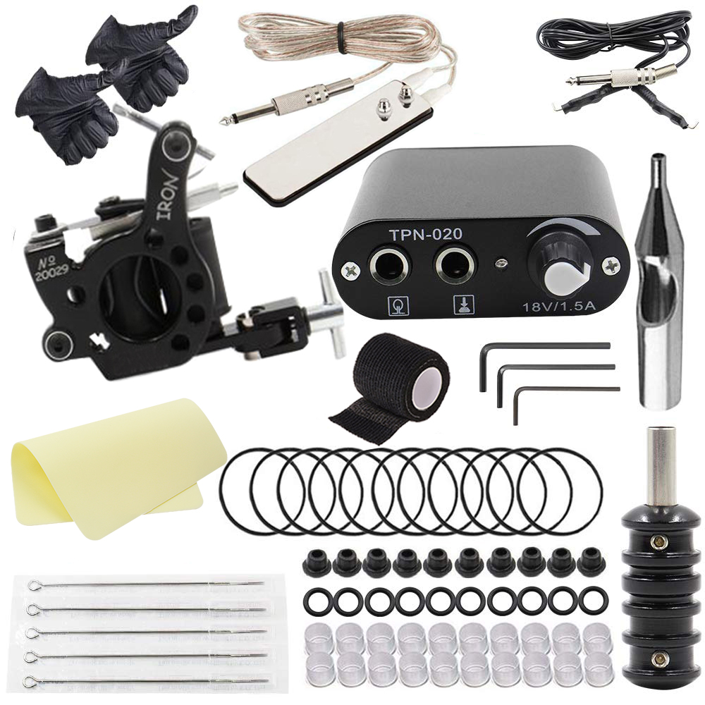 Yuelong Complete Tattoo Kit Tattoo Machine Gun Coils Machine Kit Tattoo Ink with Tattoo Power Supply Foot Pedal Tattoo Needles