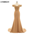 2020 Champagne Wedding Guest Dress Bridesmaid Cap Sleeve Appliques Beaded Mermaid Bridesmaid Dresses Robe Demoiselle D'honneur