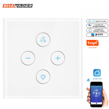 WiFi Smart Wall Light Switches Fan Switch Lamp Controller Touch Panel Wireless Tuya App Remote Control By Alexa Google Home