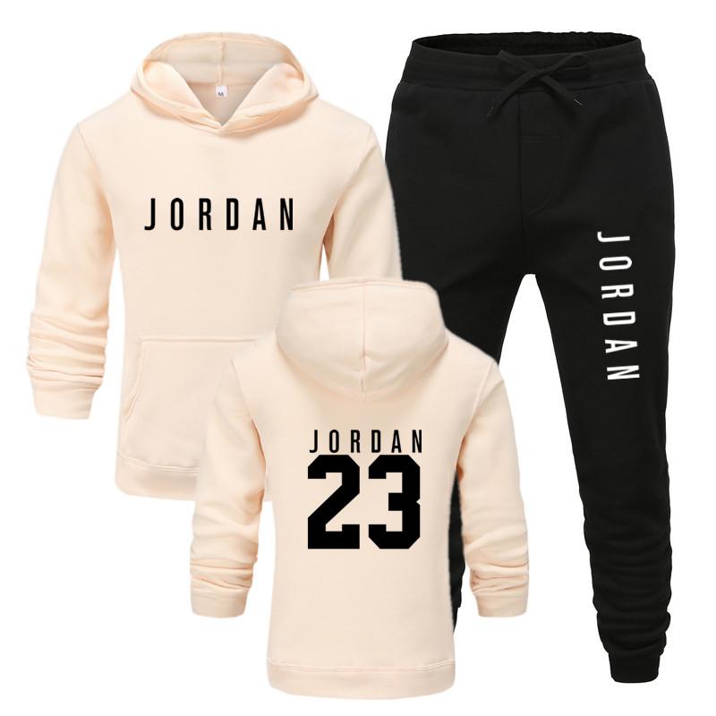 Two-piece sportswear men's 23 letters hooded sweatshirt + pants pullover hooded sportswear suit men's casual tops pants clothing