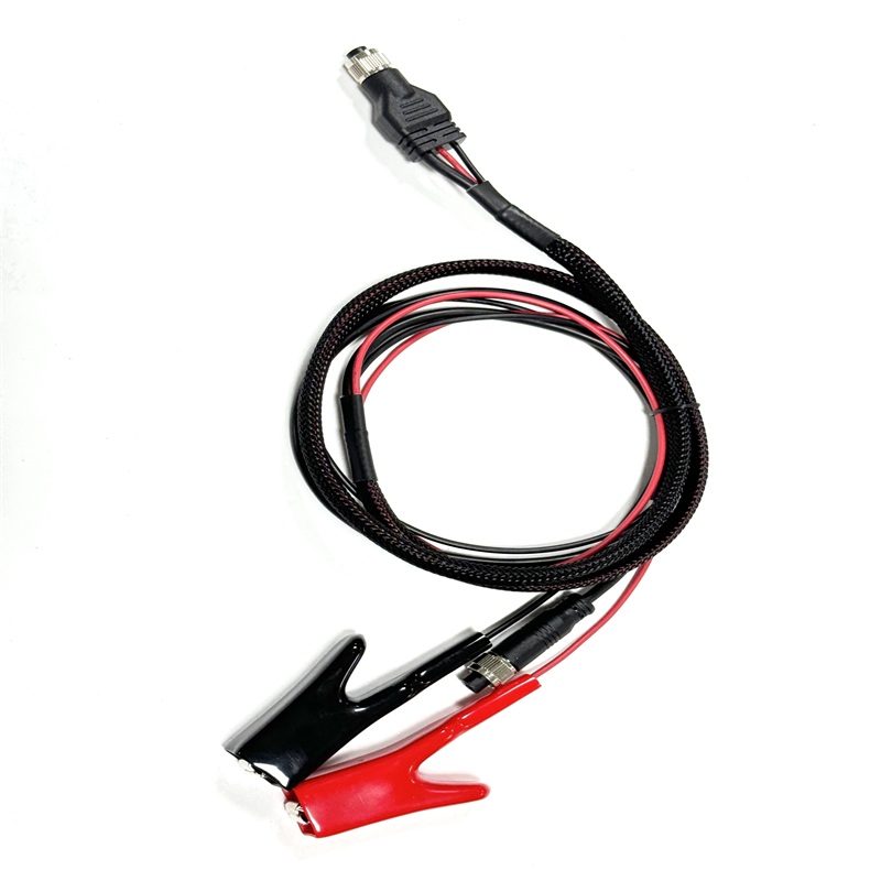 Custom M12 8Pin Female to M12 3Pin Female with Alligator Clips Y Cable