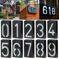 House Number Door Address Plate #0-9 LED Solar Powered Wall Lamp Number Sign Light Automatic On/Off Switch for Hotel Apartment