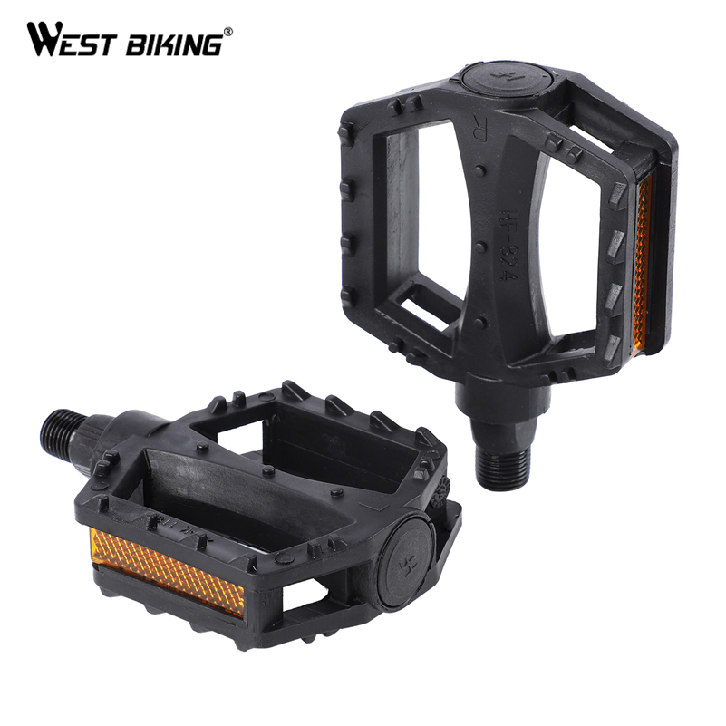 WEST BIKING Ultralight Kids Bicycle Pedals Anti-Slip Plastic Pedals With Safety Warning Reflector Children Cycling Pedals