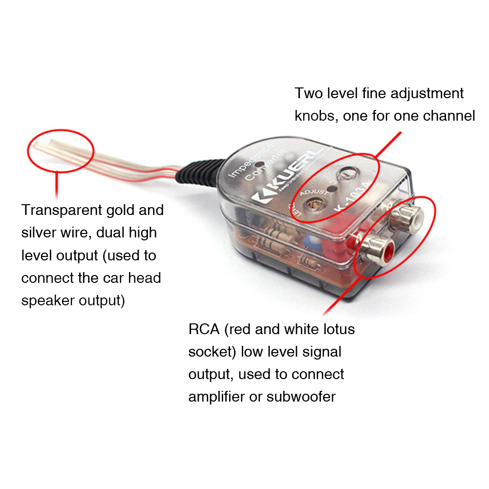 Durable Easy Installation Stable High To Low Level Speaker Signal Audio Converters Output Car Stereo Subwoofer Universal