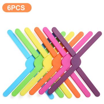 6pc Silicone Collapsable Kitchen Non-slip Pot Holder Cross Hot Pads Mat Heat Resistant Drying Rack Placemat