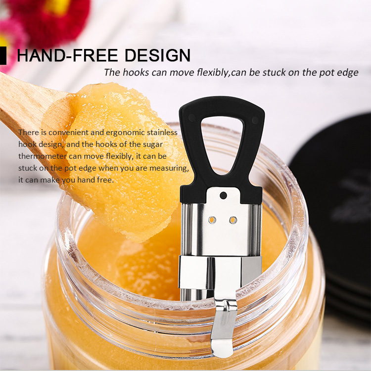 Stainless Steel 304 Deep Fry Candy Jam Cooking Glass Thermometer with Adjustable Clip