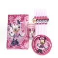 41pcs/lot Pink Minnie Mouse Cartoon Birthday Party Decorations Tablecloth Paper Cup Plate Napkin Flexible Straw Tableware Sets