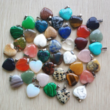 Wholesale 50pcs/lot 2020 Assorted heart natural stone charms pendants for jewelry making Good Quality 20mm free shipping