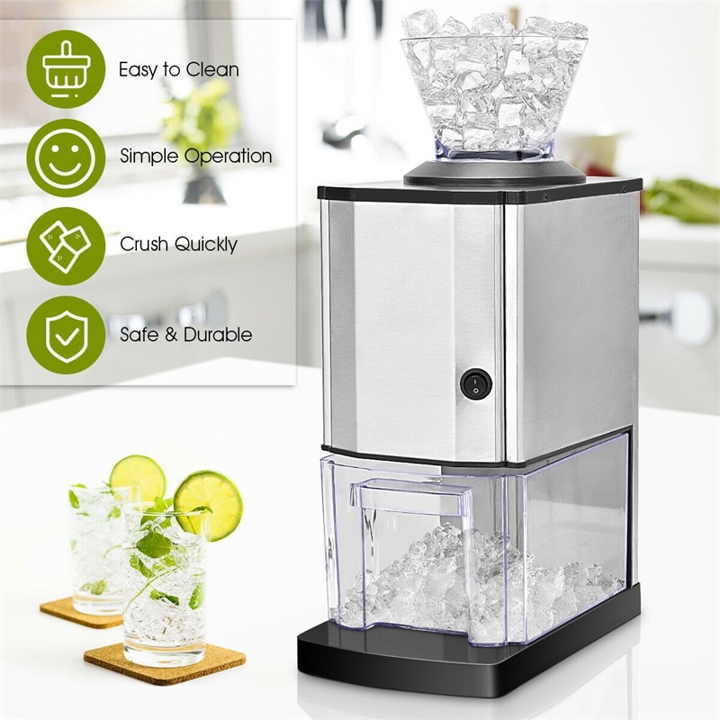 COSTWAY High Quality Electric Stainless Steel Ice Cube Shaver Maker Portable and Compact Ice Crusher Electric Machine For Party