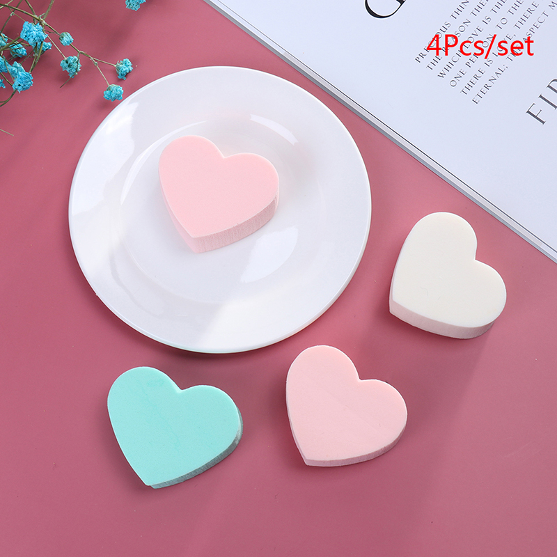 Blending Face Foundation Cream Blending Cosmetic Powder Puff 4Pcs/Lot Candy Color Heart Shaped Puff Makeup Sponge