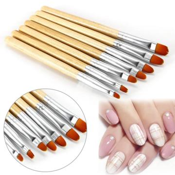 New 7PCs High Quality Wooden Nail Brushes Painting Pen Extension Nail Art UV Gel Polish Brush Manicure Tools Dropshipping TSLM1