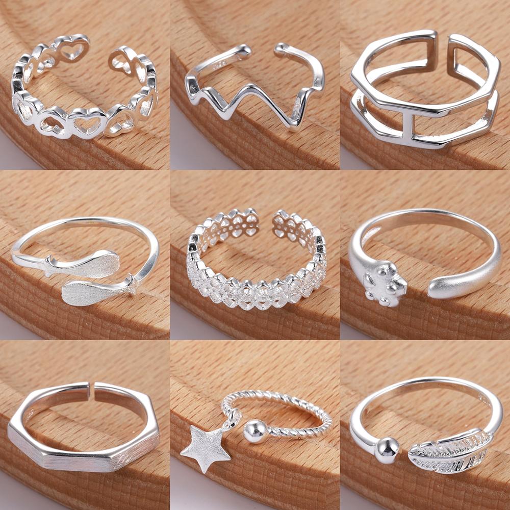 Silver Toe Rings For Women Knuckle Finger Ring Adjustable Bague Femme Anillos Mujer Bohemia Beach Foot Accesories Retro Jewelry
