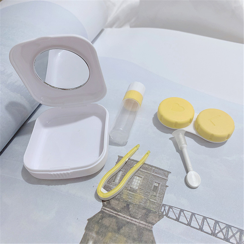 1Pcs Cute Fruit Pattern Contact Lens Case Mini Acrylic Travel Holder Container With Mirror Contact Lenses Box For Women And Man