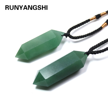 Runyangshi 1pc natural green aventurine quartz crystal pendant hexagon pendant chrysocolla choker necklace jewelry