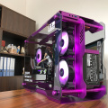 MATX ITX Motherboard DIY Open Desktop Case USB3.0 Computer Gaming Case Tempered Glass Transparent With 3x120MM RGB Fan Cooling