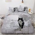 3D Bedding Sets Red Duvet Quilt Cover Set Comforter Bed Linen Pillowcase King Queen 173*230cm Size Dogs Pet Dog Cat Design