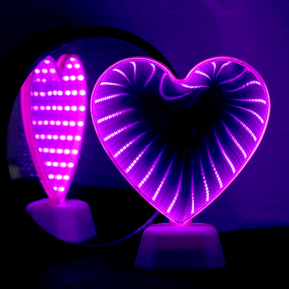 Chibuy Heart infinity tunnel lamp LED Mirror tunnel light Home Decoration Light Sign 3D Desktop Decoration tunnel mirror light