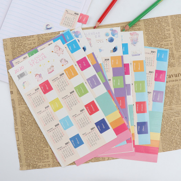 2Pcs/Set 2021 Year Calendar Sticker Index Bookmark Planner Notebook Classification Label Stickers 2020.10~2021.12