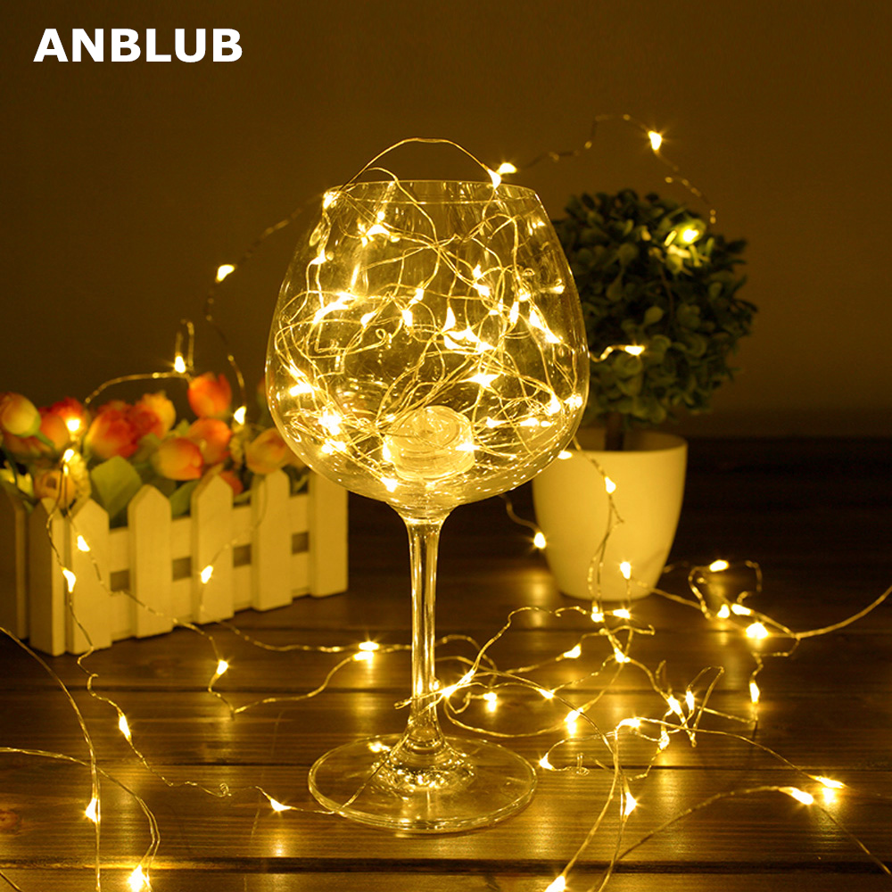 ANBLUB 2M 5M 10M Copper Wire LED String lights Waterproof Holiday lighting For Fairy Christmas Tree Wedding Party Decoration